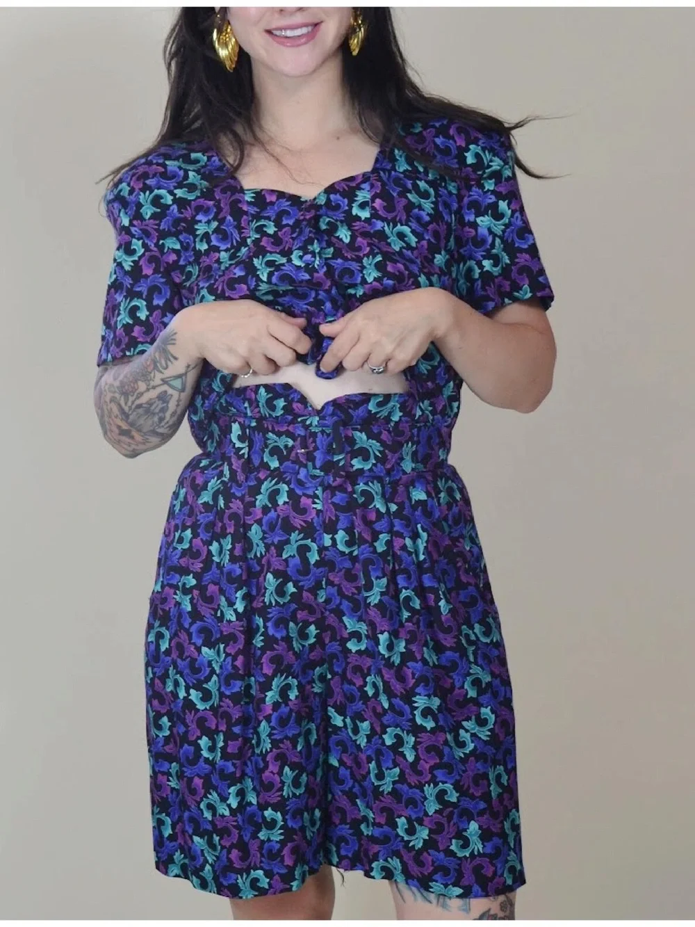 2 PIECE VINTAGE SET SHORTS AND CROP TOP WITH BELT RAYON